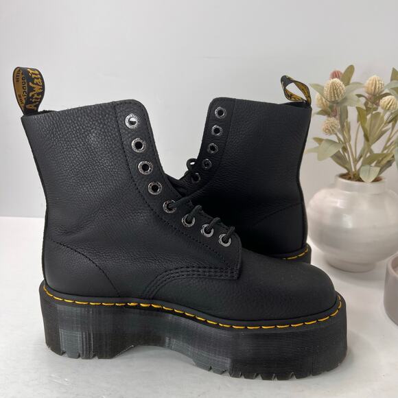 Dr Martens 1460 Pascal Max Platform Leather Combat Boots Black Women 11 NWOB - Picture 5 of 11